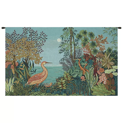 PAYSAGE HERON LAC FORET FRENCH WALL TAPESTRY branding home home decor tapestry tapestry cushion wall art