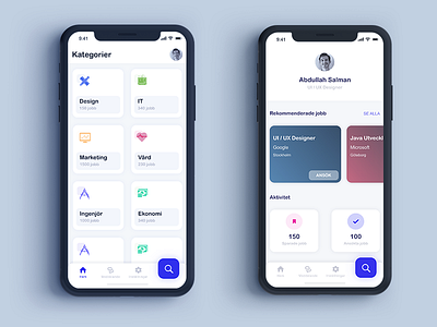 Job Hunting app app design blue branding concept design free icon icons inspiration jobs jobsite list minimalist scandinavia typography ui ux white