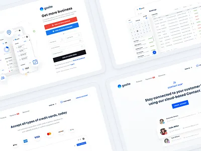 Get more business booking business crm dashboad events gosite ios landing mockup page payments small website white