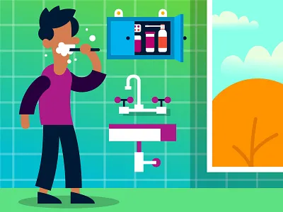 Brushing teeth 2d abstract adobe illustrator design flat geometric illustration illustrator infographic vector
