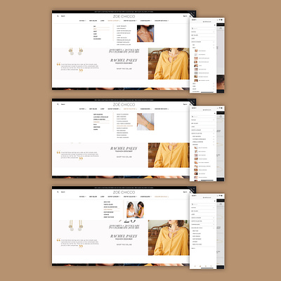 Zoë Chicco Navigation design shopify ui ux website design