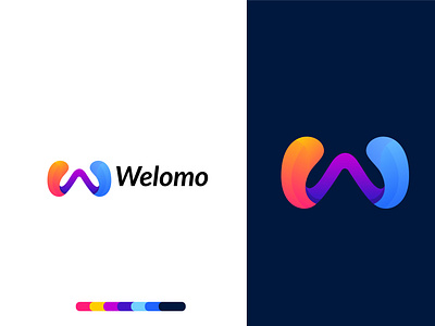 W letter logo design concept for Welomo agency agency branding app icon app logo brand and identity branding branding design business identity letter logo lettering logo logo mark logodesigns logotype minimal modern design modern logo w w letter logo w logo w mark