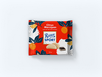 Ritter Sport Wrapping Concept Design branding chocolate citrus colorful flat food illustration lemon orange packaging sweets typography vector wrapping