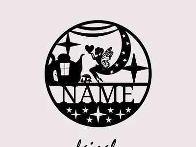 fairy silhouette amazing art design flat logo minimal vector