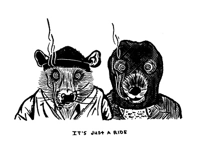 Just a ride animal art design design art fun graphic halftone illustration ink loose procreate sketch texture vector