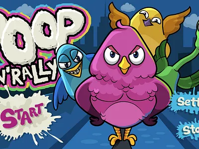 Game Artwork: "Poop N' Rally" Main Screen 3d models character design digital painting fantasy game development gaming graphic art heroes illustration video games