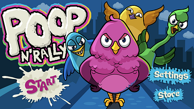 Game Artwork: "Poop N' Rally" Main Screen 3d models character design digital painting fantasy game development gaming graphic art heroes illustration video games