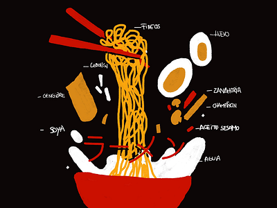 Ramen soup draw ingredients soup streetfood
