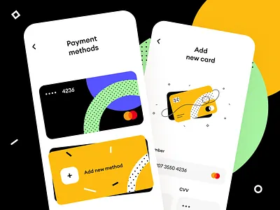 Add a New Payment Method app banking card cart cuberto flow graphics icons illustration interface ios method mobile option payment store ui ux
