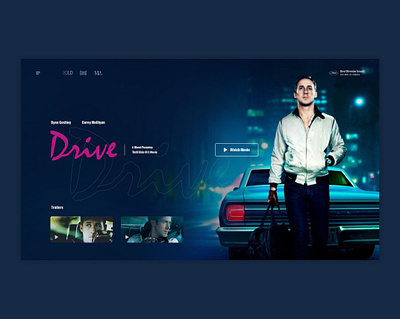 Drive Movie cinema dark film home page homepage movie ui user experience user interface ux web web design website