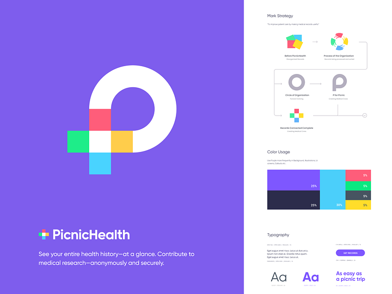 PicnicHealth branding design drawing icon identity illustration iphone logo mark website