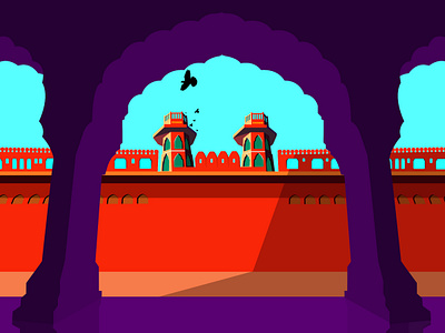 jaipur mahal artwork illustration vector