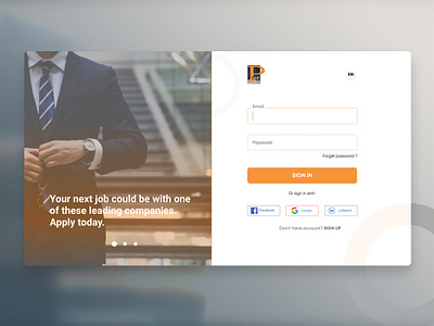 Sign in - Job Seeker business orange redesign sign in uidesign