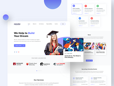 Executive Study Landing Page (Free Sketch File) 2020 trend abroad bangladesh best dribbble shot design education education website educational higher education landing page design landingpage minimal trending ui user experience user interface design ux web webdesign website