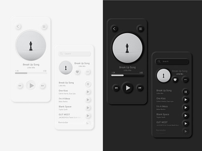 Music Player / Neumorphism / Light and dark theme dailyui music player neumorphism ui