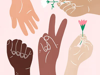 Together anti racist anti racist education editorial illustration flower hands illustration procreate