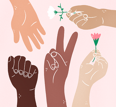 Together anti racist anti racist education editorial illustration flower hands illustration procreate