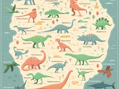 Dinosaur Chart dinosaur dinosaurs illustration map vector