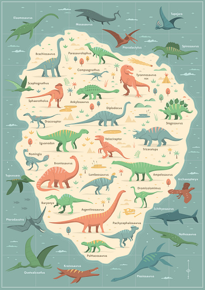 Dinosaur Chart dinosaur dinosaurs illustration map vector