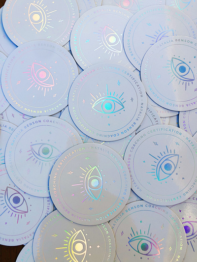 Natalia Benson Coaching Certification Holographic Stickers circle stickers coaching coaching certification eye holographic holographic foil modern mystic mystical spiritual stickers