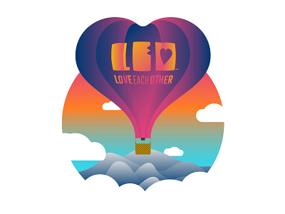 Love is in the Air clouds gradients hot air balloon illustration inspiration love mountains sky spread vector window