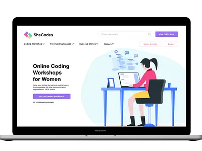 Redesign web Shecodes design flat learning learning app minimal online online learning ui uidesign web web design webdesign website