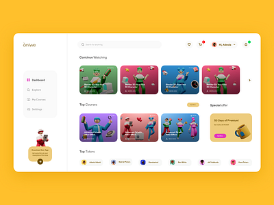 Oniwe - Online Course Web App course design education exploration learning shot ux