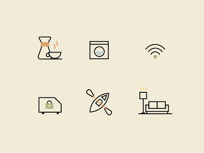 Kibbo Icons canoe coffee icons icons design illustration laundry simple sofa vanlife