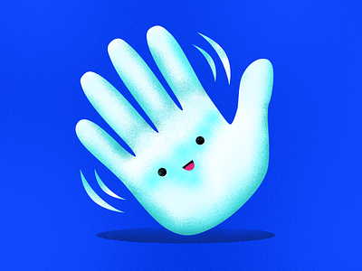 Wave Emoji blue emoji hand illustration smiley face textline texture wave