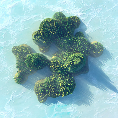 Procedurally Generated Forest Island 3d 3d illustration 3d landscape c4d cinema 4d diligence illustration island landscape low poly rendering stuart wade