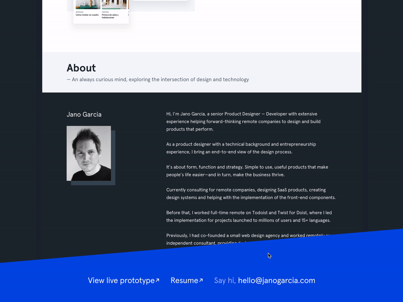 Portfolio — Mailto Link animation design front end front end development interaction portfolio ui ux web website