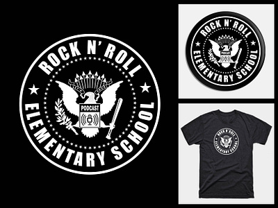 Rock N' Roll Elementary School Podcast Logo Design adobe illustrator adobe indesign adobe photoshop branding design graphic design logo logodesign podcast print design t shirt design typography vector