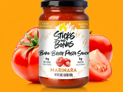 Sticks and Stones Bone Broth Pasta Sauce - Marinara bone broth branding logo packaging packaging design pasta sauce specialty specialty food
