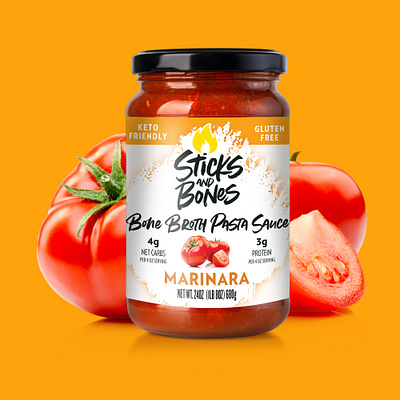 Sticks and Stones Bone Broth Pasta Sauce - Marinara bone broth branding logo packaging packaging design pasta sauce specialty specialty food