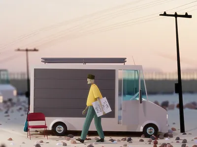 Music and Chill atv chair character guitar landscape men music pinkflyoyd standing ukulele van vinyl