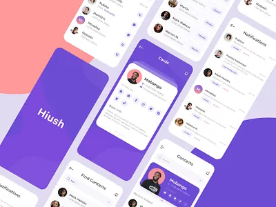 Hiush | for finding all social media contact in one place app design app ui contact list find contact ios ios app ios ui media social network socialmedia