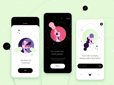 Illustrations for the concept of the shopping cart app bootstrap cart clean colour design illustration layout minimal mobile product shop shopping shopping bag shopping cart ui ux