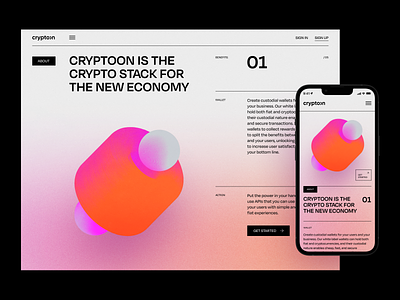 Cryptoon - Landing Page Design bitcoin blockchain clear coin crypto crypto currency economy gradinet interface landing page metaverse minimalist mobile app stock trading ui ux web web3 webdesgin