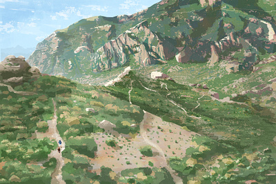 Switchbacks in Texas backpacking camping digital painting guadalupe mountains hiking photoshop texas texture