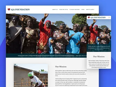 AJA Foundation Website Design brand css custom design development foundation graphic design html typography ui ux web design website wordpress