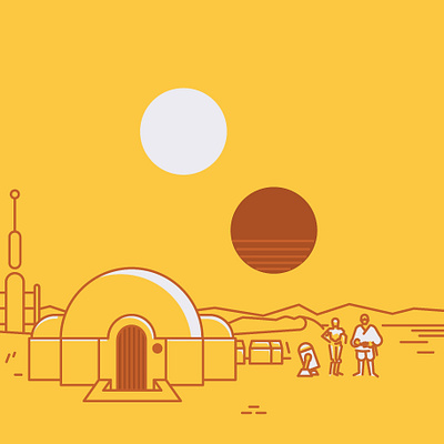 Tatooine lineart illustration lineart vector