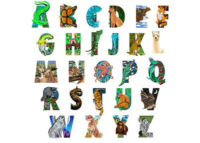 Illustrated Alphabet Animals alphabet alphabet design alphabet typography animals animals illustrated illustrated type illustration illustration art illustrator typogaphy