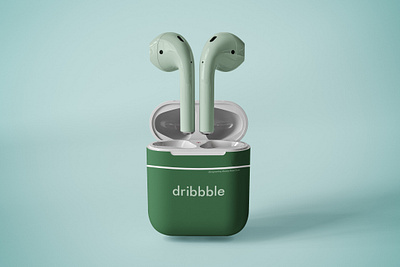 Airpods airpods apple branding color design device mockup dribbble green headphones illustration logo minimal photoshop stylish web