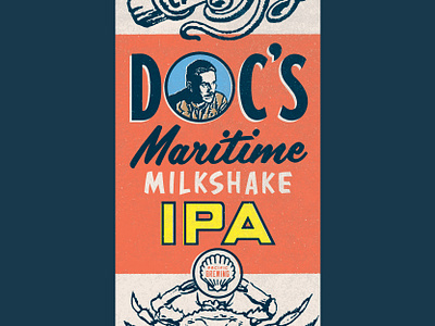 Doc's Maritime Milkshake IPA beer branding beer label branding design illustration package design vector