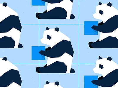 PandaPandaPanda bear blue box cube grid illustration nji media panda panda bear pattern play repeating pattern square