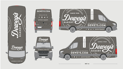 Dewey's Bakery Sprinter Van Concept bakery food packaging packaging design specialty food vehicle wrap vintage