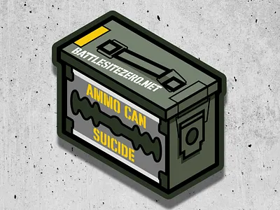 Ammo Can Suicide For BattleSiteZero.net ammo ammunition can combat design green illustration logo olive olivedrab patch patches razor razorblade stickers suicide vector