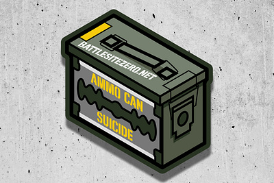 Ammo Can Suicide For BattleSiteZero.net ammo ammunition can combat design green illustration logo olive olivedrab patch patches razor razorblade stickers suicide vector