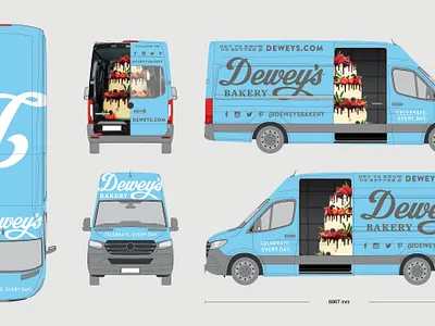 Dewey's Bakery Sprinter Van Concept bakery design food packaging packaging design vehicle wrap