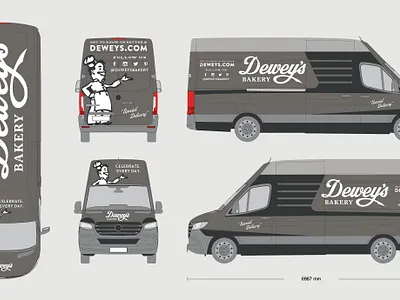 Dewey's Bakery Sprinter Van Concept bakery packaging packaging design specialty food vehicle wrap vintage